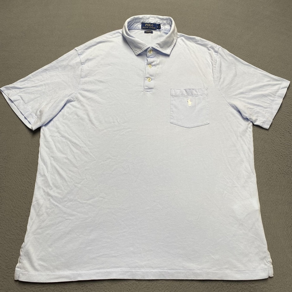 Polo Ralph Lauren Polo Shirt Mens Large‎ Light Blue Classic Fit Pocket Pony Logo